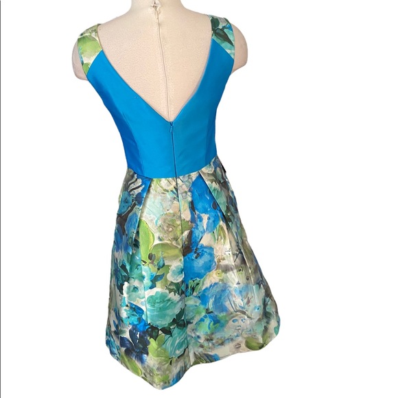 THEIA floral blue dress sz-4 - Picture 7 of 7